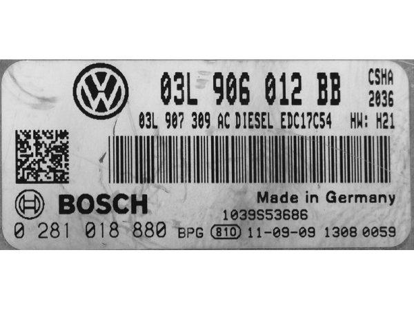 VW Amarok 2.0TDI 03L906012BB 0281018880 EDC17C54 CSHA H21 1037535342 1037515548