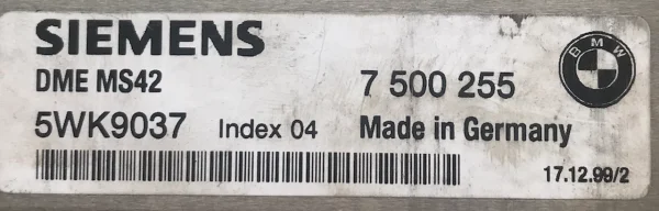 BMW Z3 Z4 2.0 – 2.8 ECU (Engine Management) – Part No: 7500255 / 5WK9037