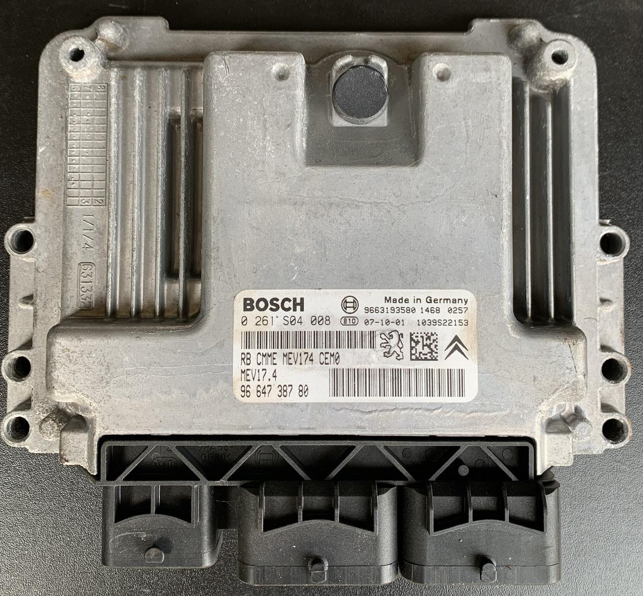 Bosch Engine ECU, Peugeot 207 1.6, 0261S04008, 0 261 S04 008, 9664738780, 96 647 387 80, 9663193580, MEV17.4