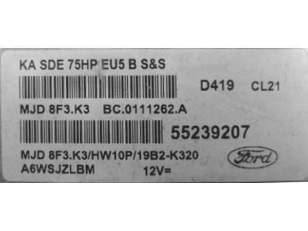 Ford Ka 1.3TDCI, 55239207 8F3.K3, 19B2K320, 55239207 MJD, 8F3.K3/HW10P/19B2-K320, BC.0111262.A, BC0111262A, D419, 19B2K320,