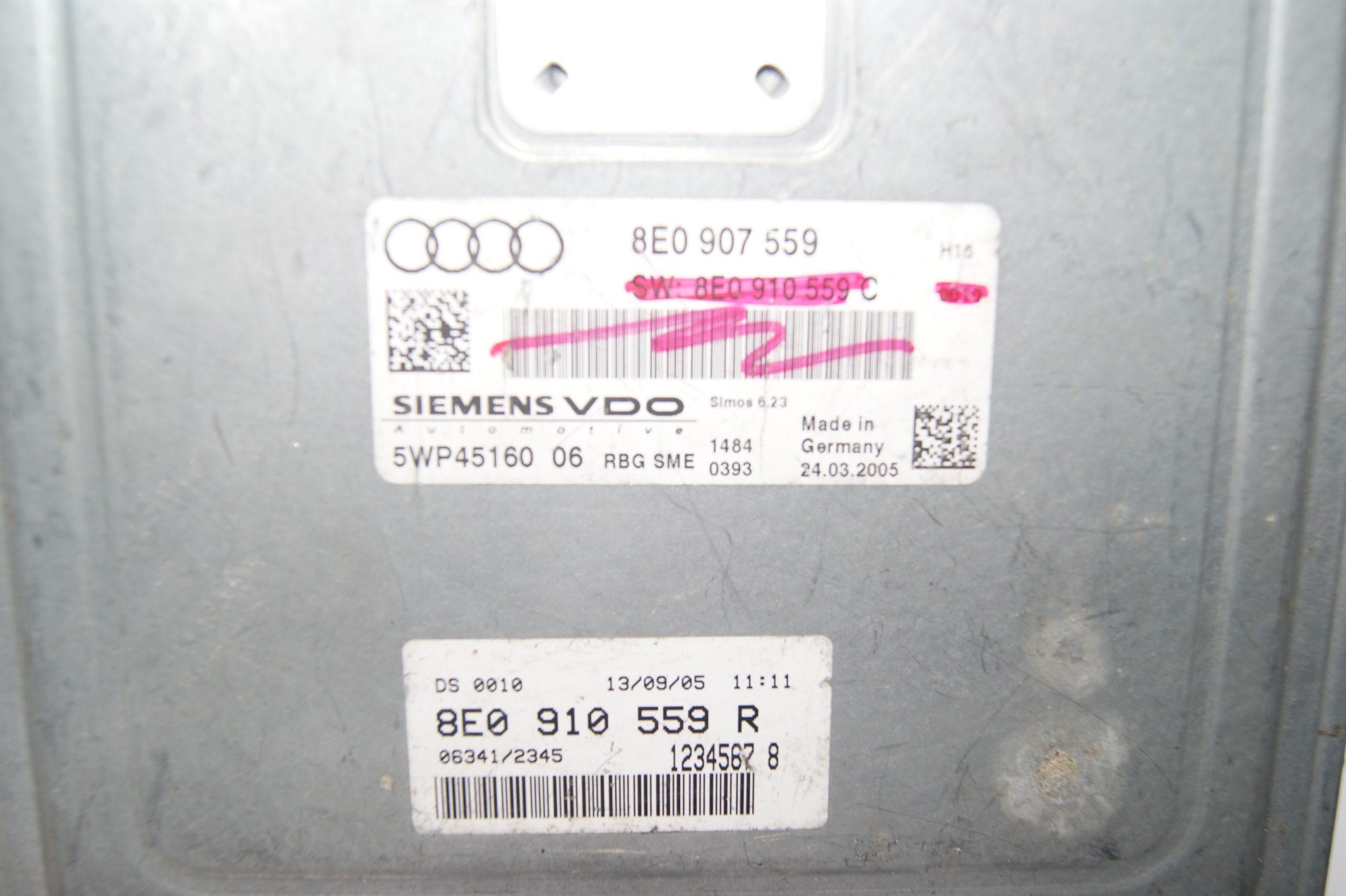 Audi A4 A5 3.2 FSI 3.2L V6 Siemens Engine ECU 8E0907559 8E0 907 559 8E0910559B 8E0 910 559 B 5WP45122 06 SIMOS 6.23 - Image 2