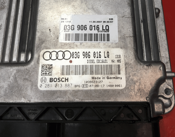 Audi Bosch Engine ECU, A4 2.0 TDI, 0281013887, 0 281 013 887, 03G906016LQ, 03G 906 016 LQ, EDC16U31