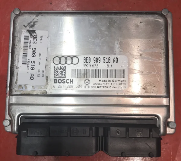 Bosch Engine ECU, Audi TT 1.8 T, 0261208524, 0 261 208 524, 8E0909518AQ, 8E0 909 518 AQ, ME7.5