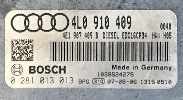 Audi Q7 4.2 TDI 0281013013 0 281 013 013 4L0910409 4L0 910 409 4E1907409B 4E1 907 409 B EDC16CP34