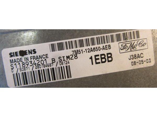 Ford Focus 1.4 7M51-12A650-AEB SIM28 7M51-12A650-AEB 7M5112A650AEB SIM28 S118934201 B S118934201B 1EBB