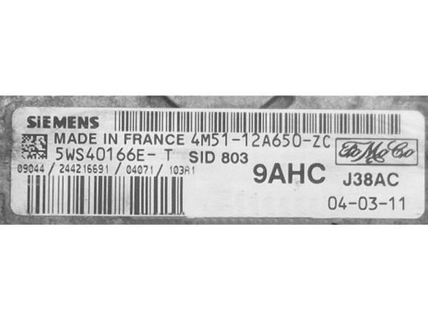 Ford C-Max 2.0TDCI, 4M51-12A650-ZC SID803, FO10024000000, 4M51-12A650-ZC, 4M5112A650ZC, 5WS40166E-T, 5WS40166ET, 9AHC, SID803, SIEMENS J38AC,