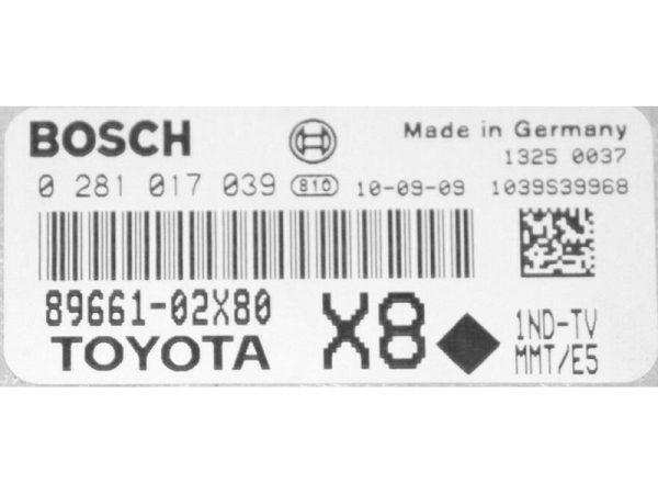 Toyota Auris 1.4D4D 89661-02X80 0281017039 EDC17CP37 1037506369 1037531482