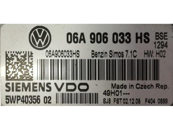 VW Caddy 1.6C 06A906033HS 5WP40356 SIMOS 7.1C BSE S713227000000 06A906033HS 5WP4035602 5WP40356 02 SIMOS 7.1C BSE