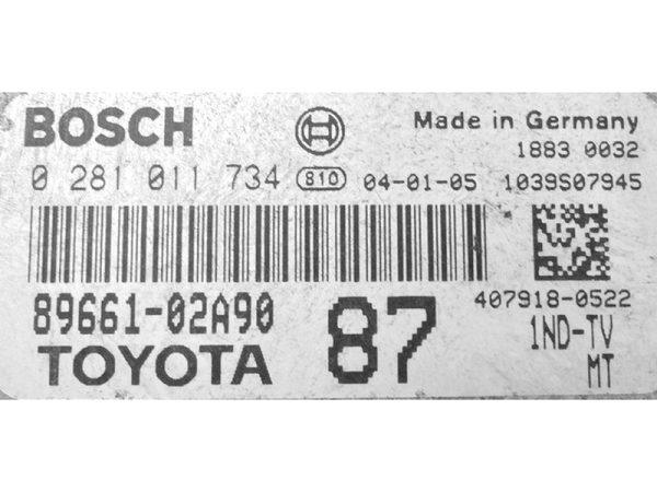 Toyota Corolla 1.4 D4D 89661-02A90 0281011734 EDC16C10 1037371950