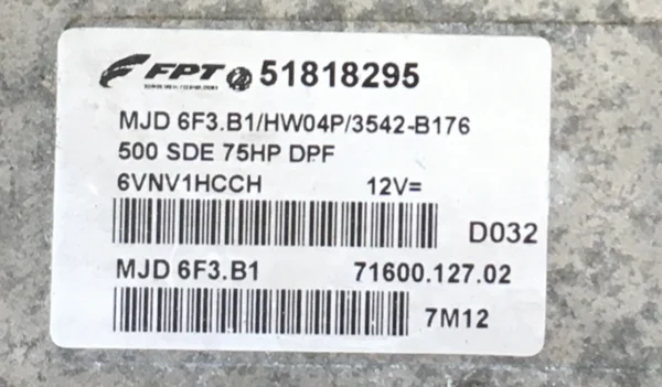 Fiat 500 1.3 Engine ECU Testing and Repair – Part No: 51818295 / MJD6F3B1
