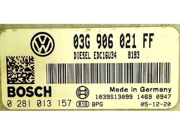 VW Caddy 1.9TDI 0281013157 EDC16U34 1037378805 0 281 013 157 EDC16U34-3.42 03G906021FF 03G 906 021 FF