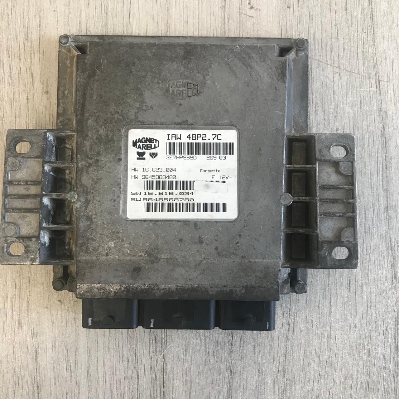 Magneti Marelli Engine ECU, IAW 48P2.7C, HW 16.623.004, HW 9645989480, SW 16.616.34, SW 9648568780