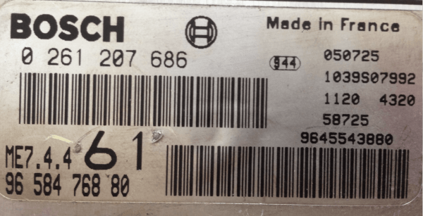Engine ECU, Citroen Berlingo 1.6 16v, 0261207686, 0 261 207 686, 9658476880, 96 584 768 80, ME7.4.4