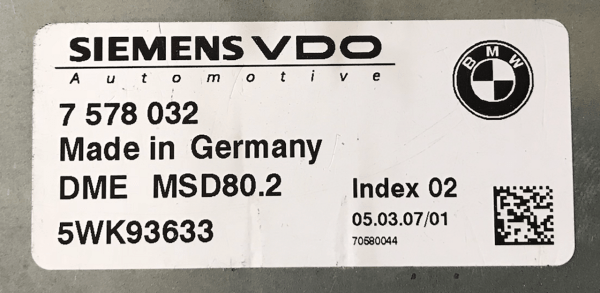 BMW 1 SERIES 2.0 120i ECU (Engine Management) – Part No: 7578032 / 5WK93633