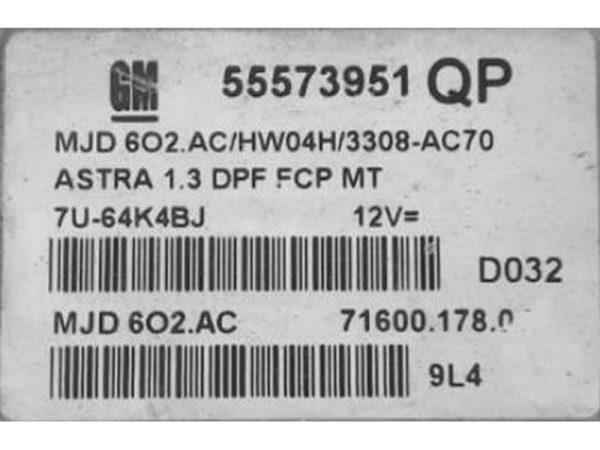 Opel Astra 1.3CDTI 55573951 Z13DTH MJD6O2.AC 3308AC70