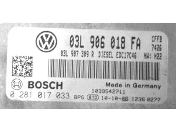 VW Tiguan 2.0TDI 03L906018FA 0281017033 EDC17C46 CFFB 1037509913