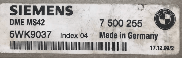 BMW E38 E39 E46 2.8 SIEMENS 5WK9037 DME MS42 7 500 255, DME7500255, 7500255