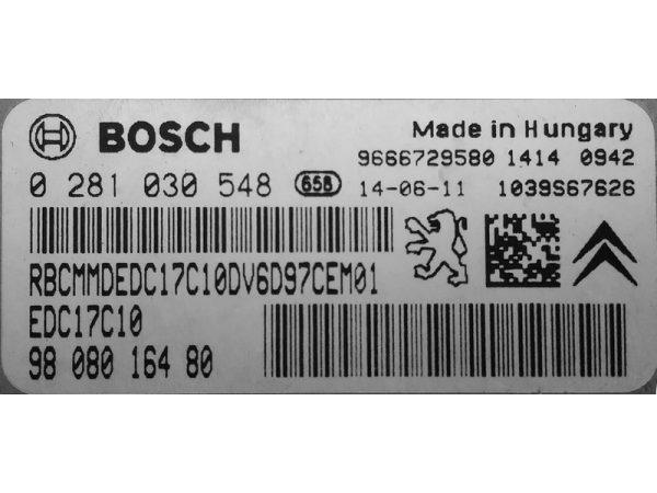 Peugeot 208 1.4HDI 9808016480 0281030548 EDC17C10 1037535677 1037537570