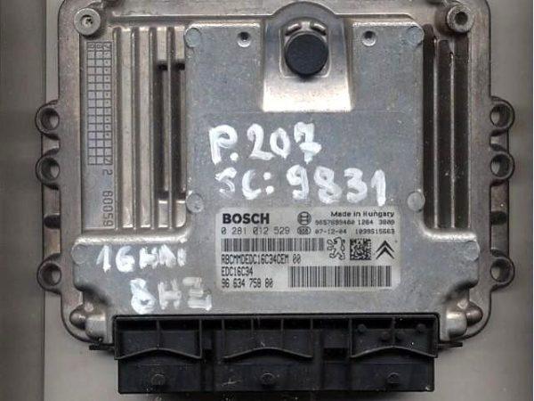 Peugeot 207 1.4HDI 9663475880 0281012529 EDC16C34 1037380738 1037381875