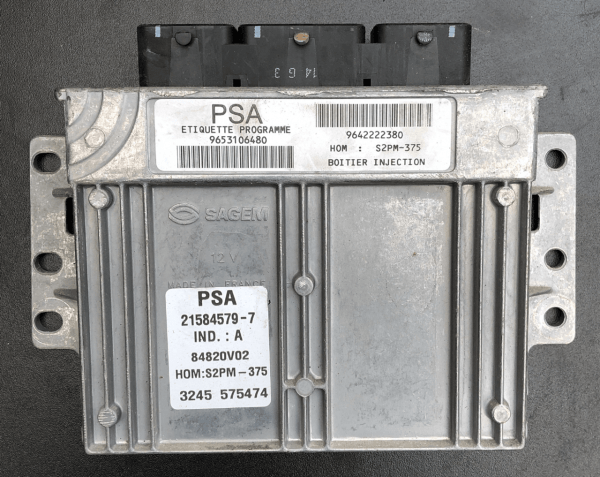 Sagem Engine ECU, 21584579-7, IND A, 9653106480, 9642222380, S2PM-375